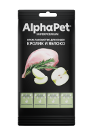 Крем-лакомство Alphapet Superpremium для кошек с кроликом и яблоком 4х12 г.
