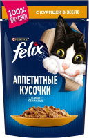 Влажный корм Felix Аппетитные кусочки для взрослых кошек, с курицей в желе 85 г