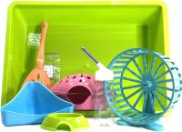 Клетка-террариум Зооэкспресс, для грызунов с метал. дверкой и компл., 42х30,5х22, большой, зеленый