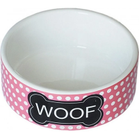 Миска керамическая "Woof", бело-розовая 12,5*5см*440мл