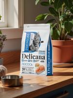 Сухой корм DELICANA  для взрослых кошек  с лососем 0,4кг 
