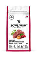 Сухой корм BOWL WOW Fresh Meat для стерилизованных кошек с ягненком, курицей и клюквой, 400гр