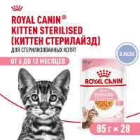 Влажный корм Royal Canin Kitten Sterilised, корм для стерилизованных котят в желе, 28*85 г