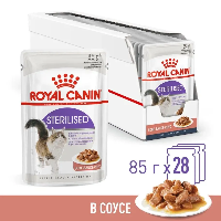 Влажный корм Royal Canin Sterilised для стерилизованных взрослых кошек, кусочки в соусе 28шт х 85г