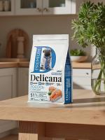 Сухой корм Delicana для собак мелких пород с лососем и рисом 1,5 кг