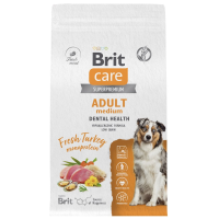 Сухой корм Брит Care Dog Adult M Dental Health, для взрослых собак,  Индейка, 1,5 кг
