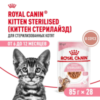 Влажный корм Royal Canin Kitten Sterilised, корм для стерилизованных котят в соусе, 28*85 г