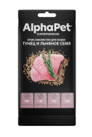 Крем-лакомство Alphapet Superpremium для кошек с тунцом и льняным семенем 4х12 г.