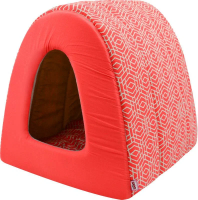 Дом туннель "Геометрия" для кошек бязь+плюш №2, 42*50*35см коралловый