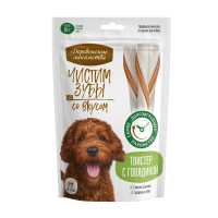 Деревенские лакомства Чистим зубы 90 г для собак от 10 кг до 20 кг твистер с говядиной