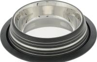 Миска нескользящая цветная с полосой черная