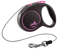 Flexi 56006F Рулетка Black Design XS 3м до 8кг (трос) черно-розовая