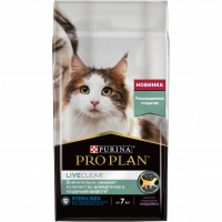 Purina PRO PLAN LiveClear Сухой корм для стерил. кошек 7+, снижает количеество аллергенов 1,4 кг