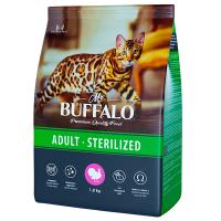 Mr.Buffalo Sterilized Сухой корм для стерилизованных кошек с индейкой 1,8 кг