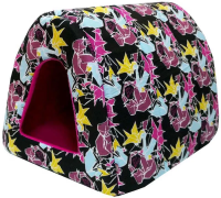 Дом туннель "Оригами" для кошки поплин+плюш №2, 42*50*35 см черный