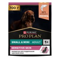 Purina Pro Plan Dog Optiderma Сухой корм для взрослых собак мелких и карликовых пород с чувствительной кожей, лосось, 700 г