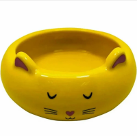 Миска керамическая в форме кошечки, желтая 13*5,5см*260мл
