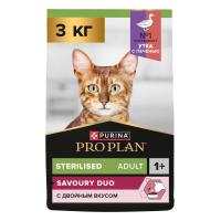 Сухой корм Pro Plan для стерилизованных кошек и котов, с высоким содержанием утки и c печенью 3 кг