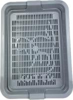 111104 Туалет КИТТИ для кошки с сеткой малый 32,5*23,5*5 см серый