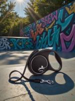 Поводок-рулетка Flexi Black Design tape M 5 м, 25кг, розовая