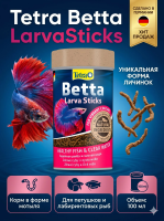 Корм TetraBetta LarvaSticks в форме мотыля для петушков и других лабиринтовых рыб 100 мл 