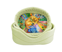 730234с Лежанка  "Сны" рисунок Собака мебельная ткань №3 49*33*17 см салатовая