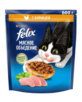 Сухой корм FELIX для кошек Мясное объедение Курица 600г