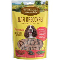 Деревенские лакомства ДЛЯ ДРЕССУРЫ 90 г суперфуд для суперсобак телятина и семена кунжута