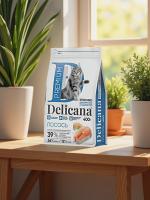 Сухой корм DELICANA  для стерилизованных кошек и кастрированных котов с лососем 0,4 кг 