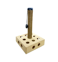 ЗООэкспресс, Игрушка-когтеточка для котов из дерева "Квадрат" столбиком (джут, 35х35х55 см), 80031