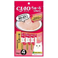 Лакомство-пюре INABA CIAO для кошек Лосось и куриное филе 14г.  4шт