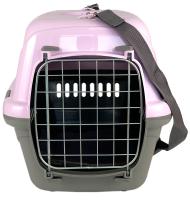 18322 Переноска для животных "Турне" L с металлической дверцей (коврик + ремень) фиолетовая