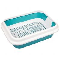 Зооэкспресс 11161 Туалет с сеткой и рамкой-бортиком "МЕГАКИС" (голубой, 42 х 30 х 11)