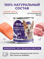 Влажный корм для собак, Лосось с уткой,  400г. Pink