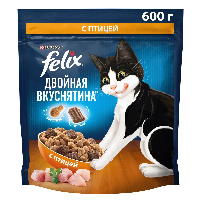 Сухой корм Felix® Двойная Вкуснятина® для взрослых кошек, с птицей, Пакет, 600г