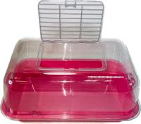 Клетка-террариум Зооэкспресс, для грызунов с метал. дверкой, 42х30,5х22,5 см, большой, розовый