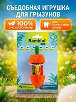 Игрушка Bambini Pets для грызунов "Морковка" из дерева с люфой.