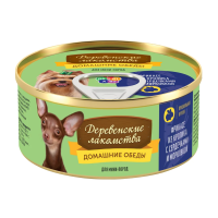 Деревенские лакомства 100 г домашние обеды для мини пород фрикасе из кролика с сердечками и морковко