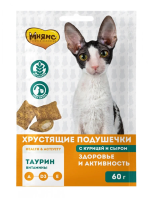 Лакомство для кошек Мнямс Хрустящие подушечки с Курицей и сыром 60г