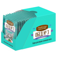 Влажный корм Деревенсие лакомства Обед №3 для кошек тунец с гребешком в нежном желе 12*50г.