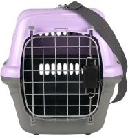 18422 Переноска для животных "Турне" L АВИА с металлической дверцей (коврик + ремень) фиолетовая