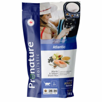 Сухой корм Pronature Holistic Atlantic для кошек, для кожи и шерсти, лосось с рисом 340г 