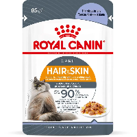 Влажный корм Royal Canin Hair and Skin для здоровья кожи и шерсти ломтики в желе 85 г