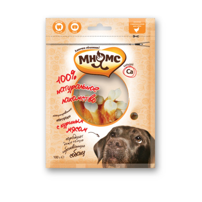 Лакомство для собак Мнямс кальцинированные косточки с утиным мясом 100 гр