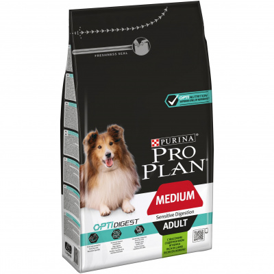 Purina Pro Plan Dog OptiDigest Сухой корм для взрослых собак средних пород с чувствительным пищеварением, с ягненком 1,5 кг