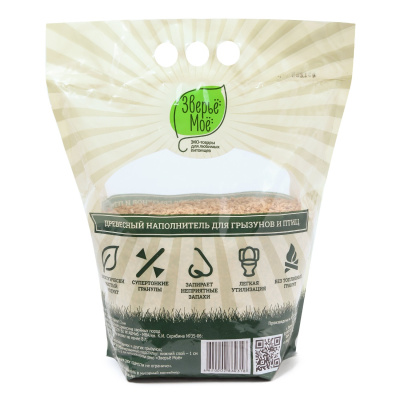 Зверьё моё Наполнитель для грызунов и птиц древесный 8л*2кг