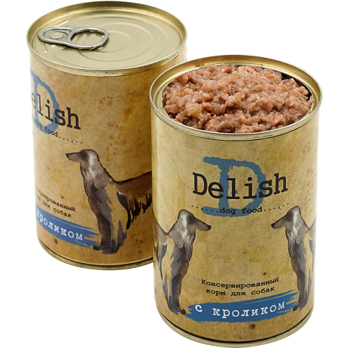 Влажный корм Delish для собак кролик 400 гр