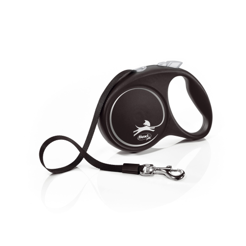 Поводок-рулетка Flexi Black Design tape M 5 м, 25кг, розовая