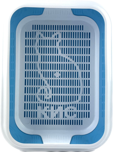 Зооэкспресс, Туалет МЕГАКИС с сеткой и рамкой, с рисунком 46*34,5*14 см, голубой