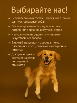 Сухой корм Delish Premium для собак средних и крупных пород, баранина с гречкой 2кг.